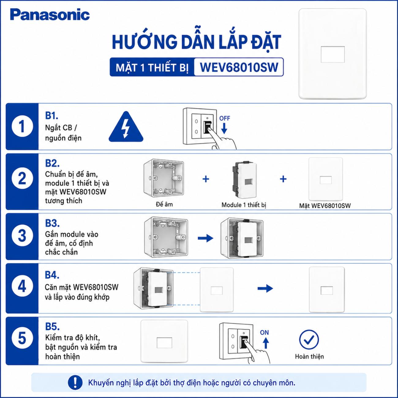 Mặt dùng cho 1 thiết bị Panasonic 1 gang - 1 device plate